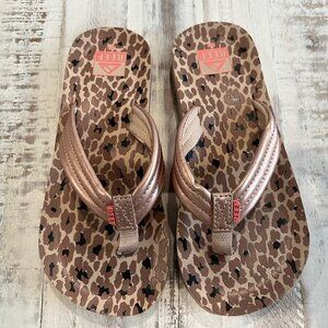 REEF Kids AHI Wedge Sandals Kids Youth 2- 3 Flip Flop Thong Cheetah  ~ NEW